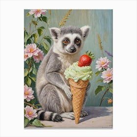 Ice Cream Cone Lemur no1 Canvas Print