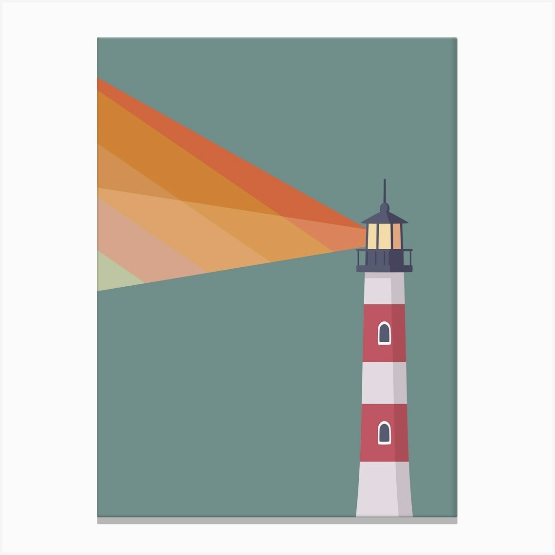 Lighthouse Print Mid Century Modern Wall Art Pop Culture Decor Rainbow Print 60s Retro Poster Kitchen Art Canvas Print by Jaffa Orange