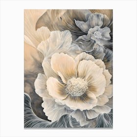 White And Black Flowers Canvas Print