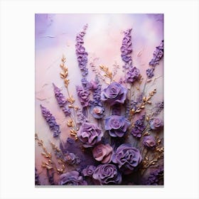 Lavender Roses On A Purple Background Canvas Print