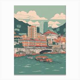 Busan South Korea Travel Illustration 3 Canvas Print