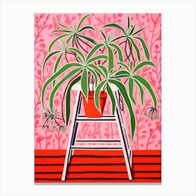 Pink And Red Plant Illustration Spider Plant 1 Canvas Print