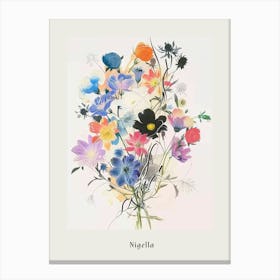 Nigella 1 Collage Flower Bouquet Poster Canvas Print