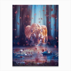 Fantasy Giant Tiger And Princess Canvas Print
