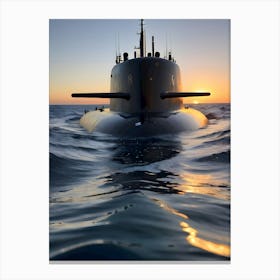 Submarine At Sunset-Reimagined 4 Canvas Print