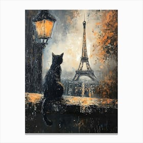 Black Cat In Paris 3 Canvas Print