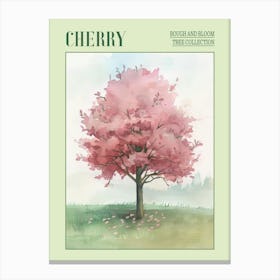 Cherry Tree Atmospheric Watercolour Painting 3 Poster Canvas Print
