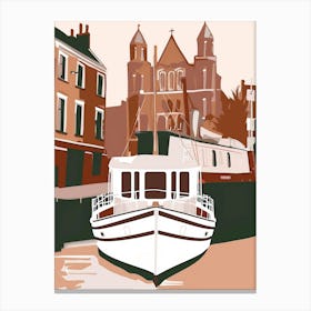 Boat On The Canal Canvas Print