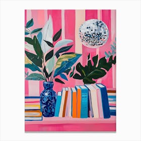 Books And Plants Canvas Print