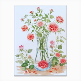 Roses In Vase Canvas Print