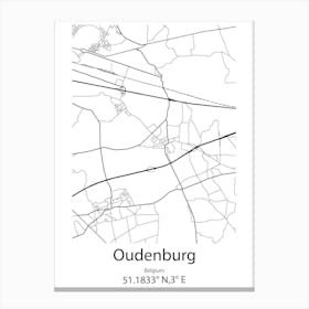 Oudenburg,Belgium Minimalist Map Canvas Print