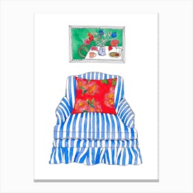 Sallys Chair Blue & Red Canvas Print