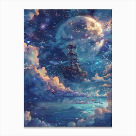 Fantasy Ship Floating in the Galaxy 6 Canvas Print