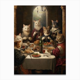 Royal Cats Banqueting In The Castle Canvas Print