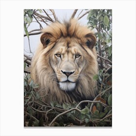 African Lion Realism Portrait 2 Canvas Print