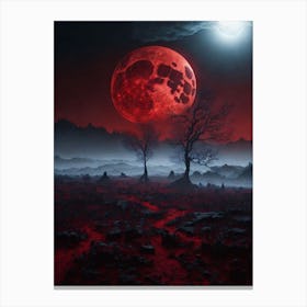 Red Moon Print Canvas Print