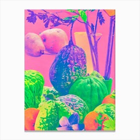 Sweet Potato Risograph Retro Poster vegetable Canvas Print