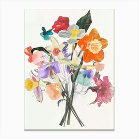 Daffodil 1 Collage Flower Bouquet Canvas Print