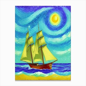 Sailboat At Night Canvas Print