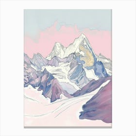 Grossglockner Austria Color Line Drawing (1) Canvas Print