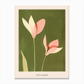 Pink & Green Cyclamen 3 Flower Poster Canvas Print
