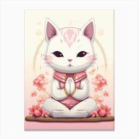 Kawaii Cat Drawings Meditating 3 Canvas Print