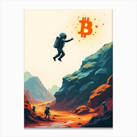 Bitcoins In Space Canvas Print