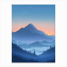 Misty Mountains Vertical Composition In Blue Tone 21 Canvas Print