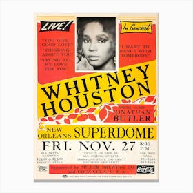 Whitney Houston 1987 Concert Poster Canvas Print