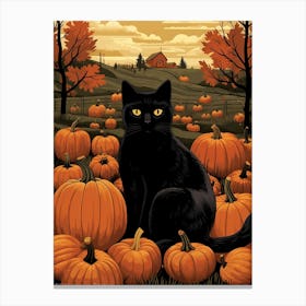 Cat With Pumpkins 8 Canvas Print