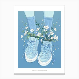Live Life In Full Bloom Poster Blue Girl Shoes With Flowers 4 Canvas Print