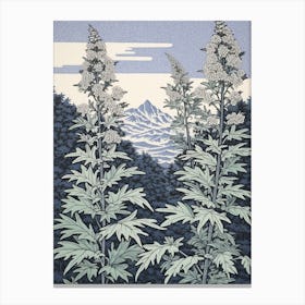 Yomogi Japanese Mugwort 1 Vintage Botanical Woodblock Canvas Print