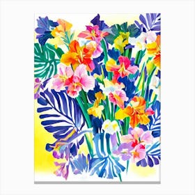 Gladioli Modern Colourful Flower Canvas Print