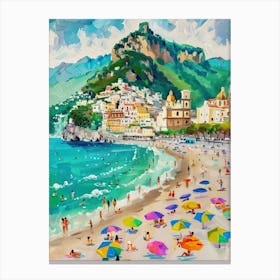 Amalfi Coast Beach Impasto Travel Painting Canvas Print