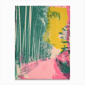 Arashiyama Bamboo Grove Duotone Silkscreen 1 Canvas Print