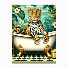 Leopard In Bath 1 Stampe su tela