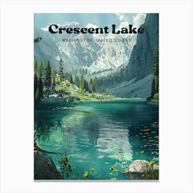 Crescent Lake Washington Travel Art Illustration Canvas Print