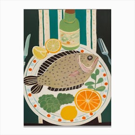 Flounder 2 Italian Still Life Painting Canvas Print