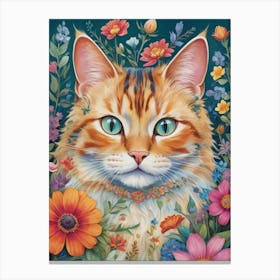 Cat In Flowers 10 Canvas Print