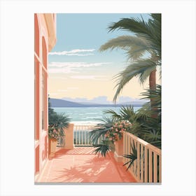 An Illustration In Pink Tones Of Palm Beach Sydney Australia 1 Canvas Print