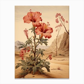 Chinese Hibiscus Flower Victorian Style 1 Canvas Print