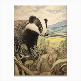 Storybook Animal Watercolour Badger 3 Canvas Print