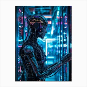 Cybernetic Brain Connectivity Seamlessly Connecting Human Intellect With Ai And Robotics Neural Syn (2) Canvas Print