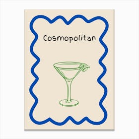 Cosmopolitan Doodle Poster Blue & Green Canvas Print