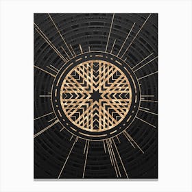Geometric Glyph Symbol in Gold with Radial Array Lines on Dark Gray n.0119 Canvas Print