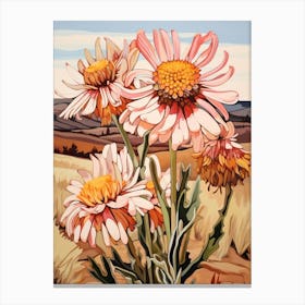 Gaillardia 3 Flower Painting Canvas Print