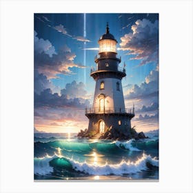 A Lighthouse In The Middle Of The Ocean 33 Canvas Print