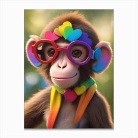 Monkey With Glasses Canvas Print