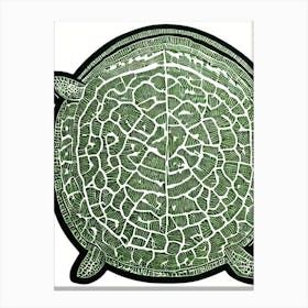 Green Sea Turtle Linocut Canvas Print