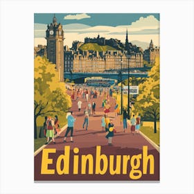 Aihrgdesign A 1970s Inspired Travel Poster For Edinburgh 1 Canvas Print